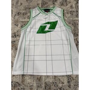 Y2K One Industries Motocross Basketball Jersey Black White Pinstripe Large Green